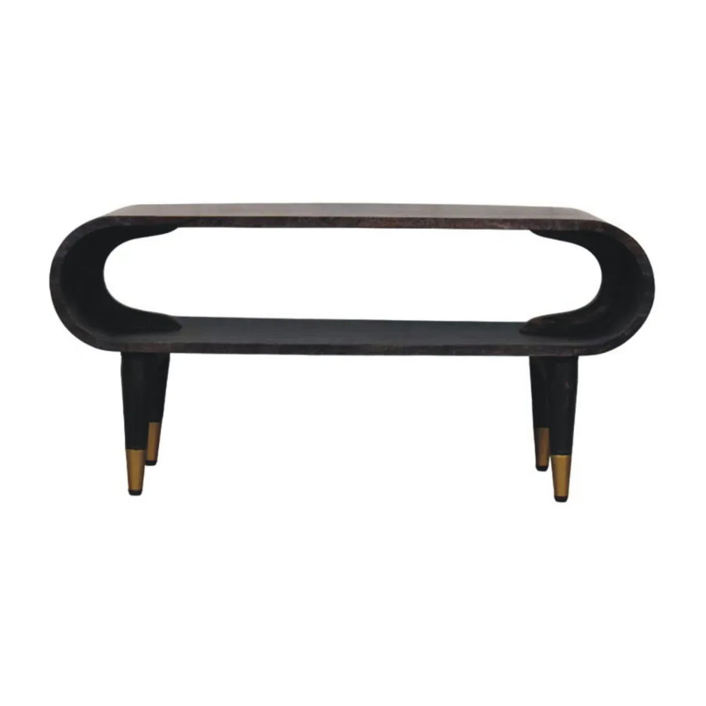 Curved Edge Media with Brass Accents - Artisan Furniture - Flyclothing LLC