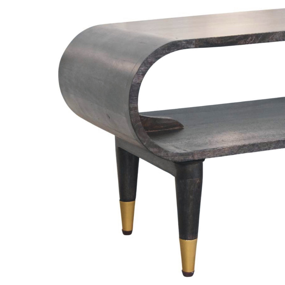 Curved Edge Media with Brass Accents - Artisan Furniture - Flyclothing LLC