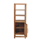 Solid Wood Open Shelf Unit with Cabinet - Artisan Furniture - Flyclothing LLC
