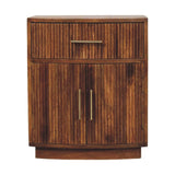 Solid Wood Curved Ribbed Bedside with Drawer - Artisan Furniture - Flyclothing LLC