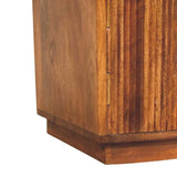 Solid Wood Curved Ribbed Bedside with Drawer - Artisan Furniture - Flyclothing LLC