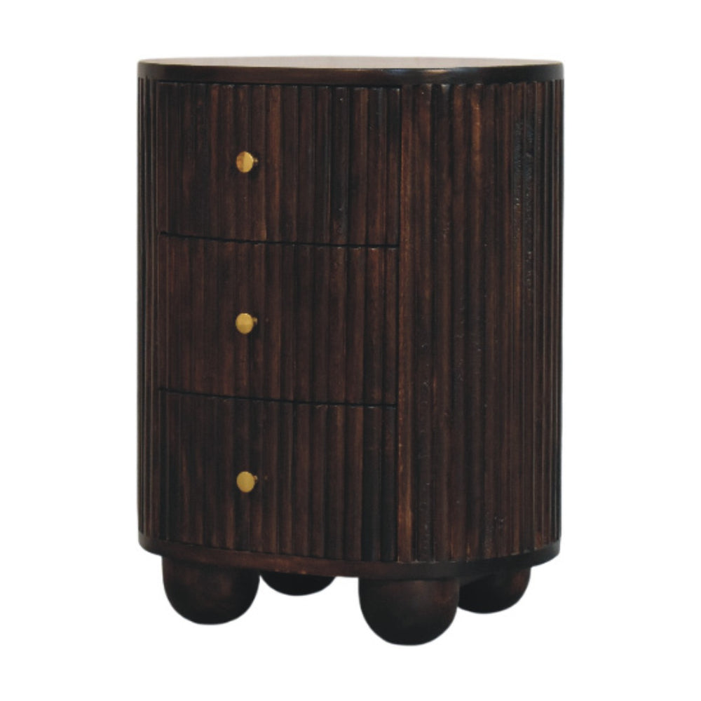 Curved Fluted 3-Drawer Bedside