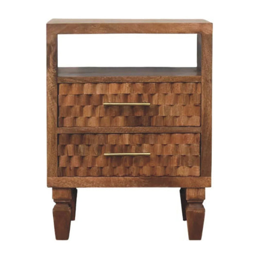 Arno Bedside in Golden Teak - Artisan Furniture - Flyclothing LLC