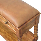 Leather Spindle Bench - Artisan Furniture - Flyclothing LLC