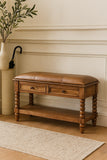 Leather Spindle Bench