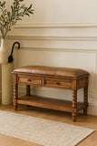 Leather Spindle Bench - Artisan Furniture - Flyclothing LLC