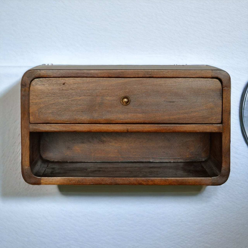 Chestnut Curve Floating Bedside - Artisan Furniture - Flyclothing LLC