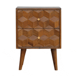Chestnut Cube Carved Bedside - Artisan Furniture - Flyclothing LLC