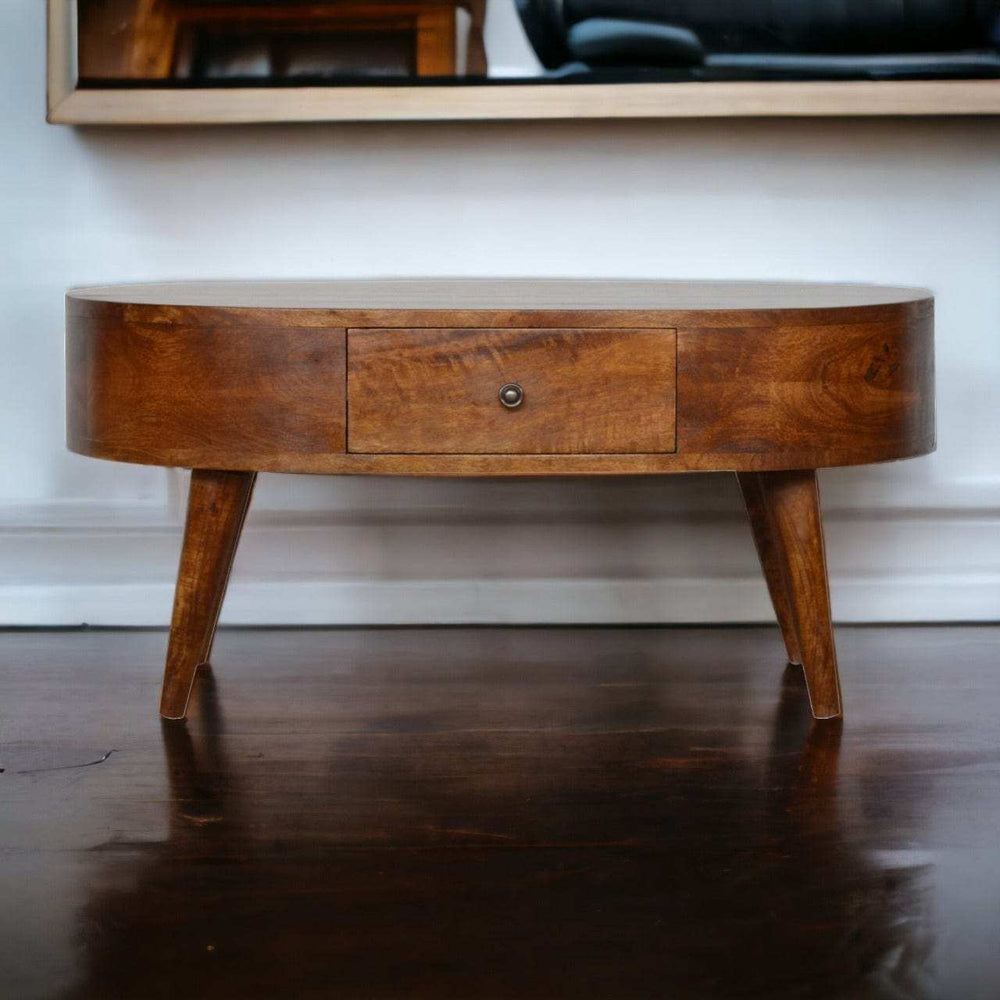 Chestnut Rounded Coffee Table - Artisan Furniture - Flyclothing LLC