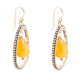 Inline Orange Jade Drop Golden Earrings - Barse Jewelry - Flyclothing LLC
