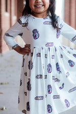 JMU White Duke Dog 3/4 Sleeve Pocket Twirl Dress - Mila & Rose ® - Flyclothing LLC