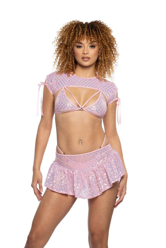 J-Valentine JR127 - Diamond Sequin Mesh Skirt - J. Valentine - Flyclothing LLC
