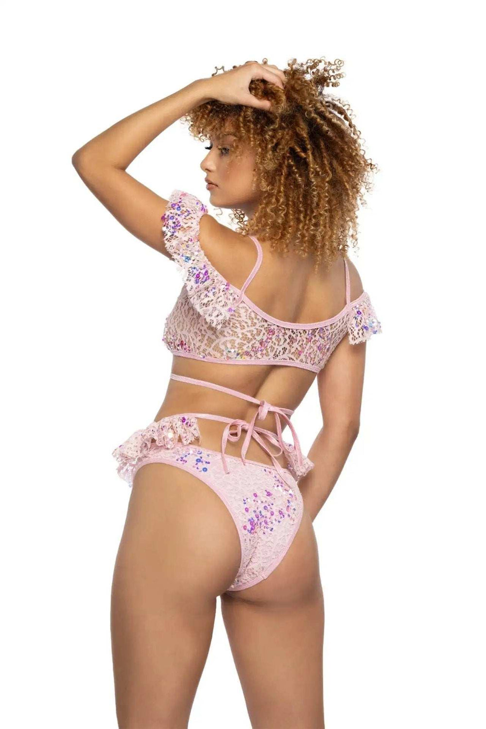 J-Valentine JR129 - Sequin Lace Ruffle Wrap Bottom - J. Valentine - Flyclothing LLC