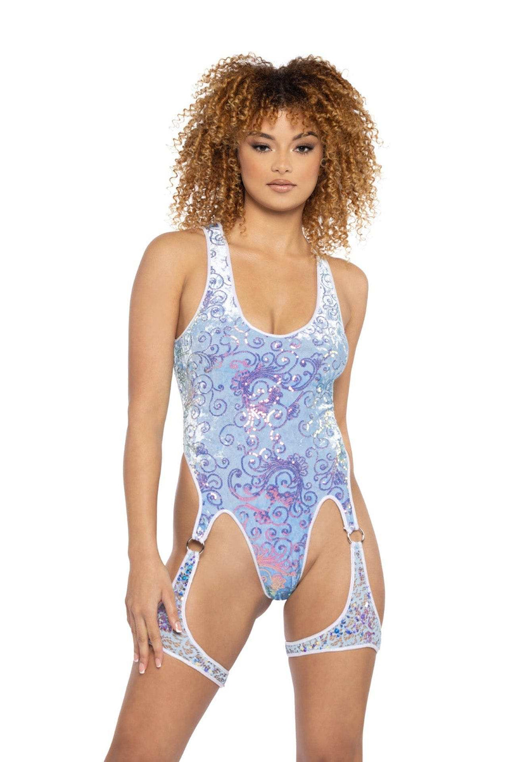 J-Valentine JR131 - Sequin Velvet Chaps Bodysuit - J. Valentine - Flyclothing LLC