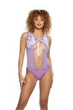 J-Valentine JR132 - Sequin Velvet & Mesh Bow Bodysuit - J. Valentine - Flyclothing LLC