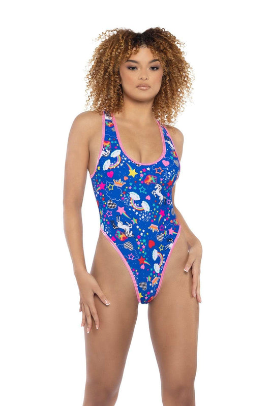J-Valentine JR145 - Print High-Cut Bodysuit - J. Valentine - Flyclothing LLC