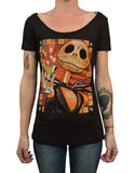 Black Market Art Company Jack Celebrates Women's Loose Neck T-Shirt - Black Market Art Company - Flyclothing LLC