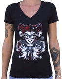 Black Market Art Company Jester Women's V-Neck T-Shirt - Black Market Art Company - Flyclothing LLC