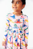 Jingle Saurus L/S Pocket Twirl Dress