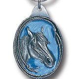 Horse Profile with Rope Border Metal Key Chain with Enameled Details - Siskiyou Originals - Flyclothing LLC