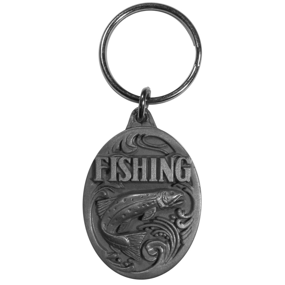 Fishing Antiqued Key Chain with Trout - Siskiyou Originals - Flyclothing LLC
