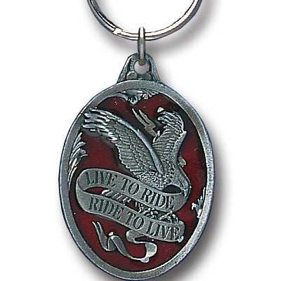 Live To Ride Motorcycle Metal Key Chain with Enameled Details - Siskiyou Originals - Flyclothing LLC