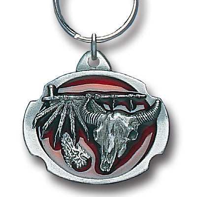 Buffalo Skull Metal Key Chain with Enameled Details - Siskiyou Originals - Flyclothing LLC