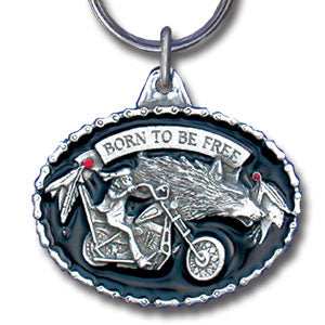 Born to be Free Motorcycle Metal Key Chain with Enameled Details - Siskiyou Originals - Flyclothing LLC