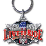 Live To Ride Motorcycle Metal Key Chain with Enameled Details - Siskiyou Originals - Flyclothing LLC