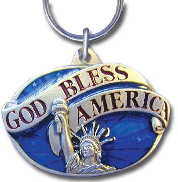 God Bless America Metal Key Chain with Enameled Details - Siskiyou Originals - Flyclothing LLC