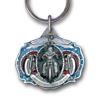 Live To Ride Motorcycle Metal Key Chain with Enameled Details - Siskiyou Originals - Flyclothing LLC