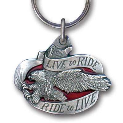 Live To Ride Motorcycle Metal Key Chain with Enameled Details - Siskiyou Originals - Flyclothing LLC
