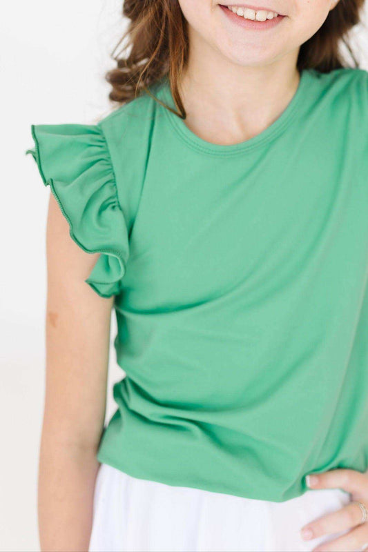 Kelly Green S/S Ruffle Tee - Mila & Rose ® - Flyclothing LLC