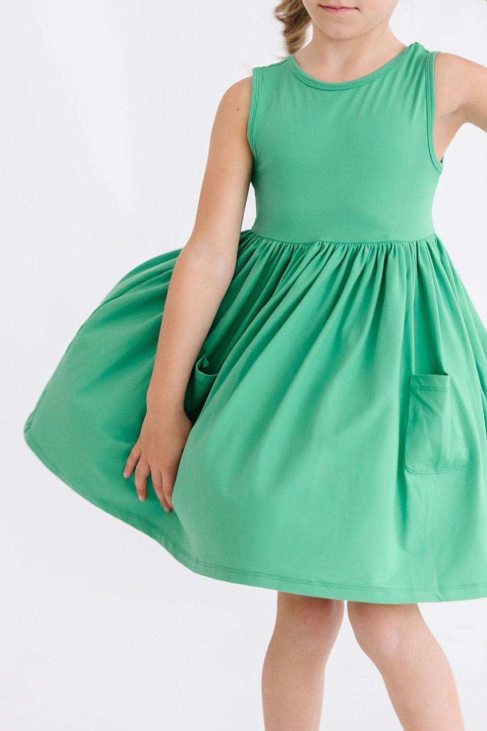 Kelly Green Tank Pocket Twirl Dress - Mila & Rose ® - Flyclothing LLC