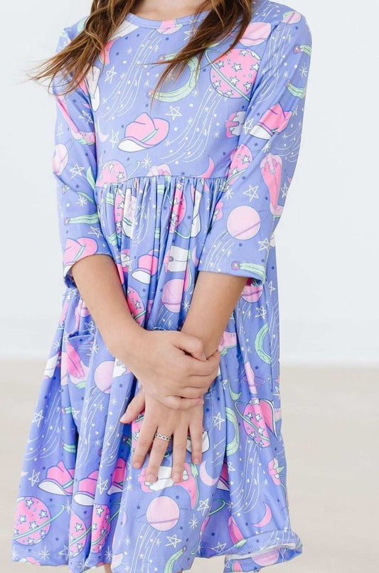 Neon Moon 3/4 Sleeve Pocket Twirl Dress - Mila & Rose ® - Flyclothing LLC