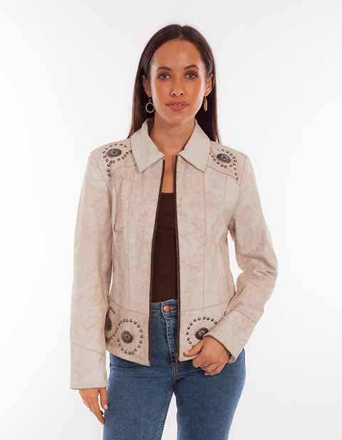 Scully Leather Cream Concho Ladies Jacket - Scully Leather - Flyclothing LLC
