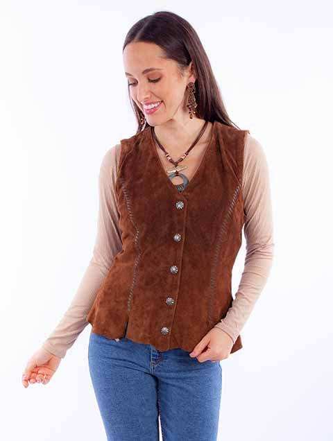 Scully Leather Cafe Brown Ladies Vest - Scully Leather - Flyclothing LLC