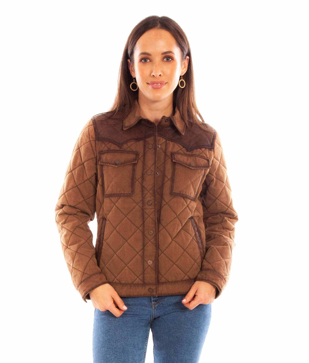 Scully Leather Womens leatherwear chocolate snap front jacket - Scully Leather - Flyclothing LLC