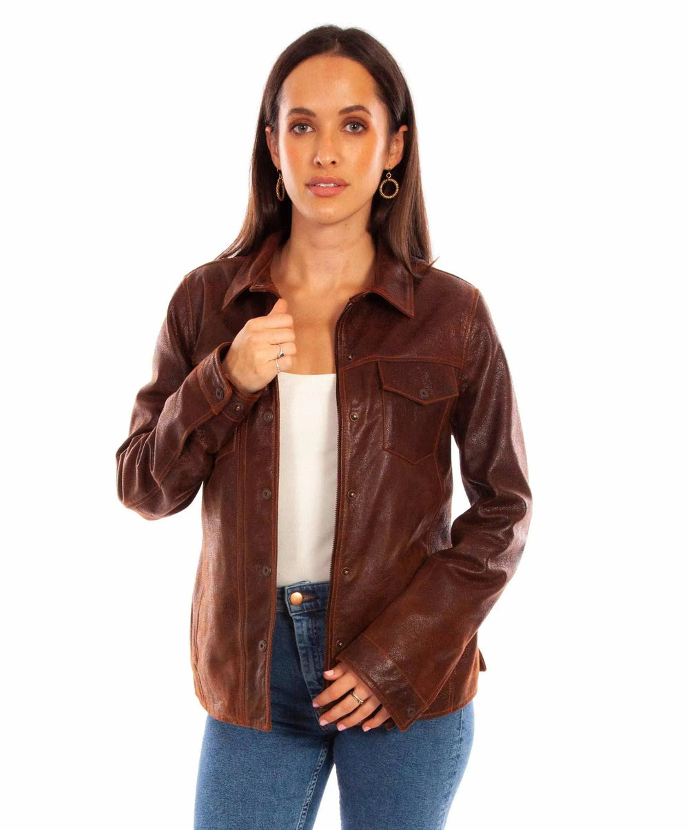 Scully Leather Leatherwear Womens Ladies Zip/Snap Front Jacket - Scully Leather - Flyclothing LLC
