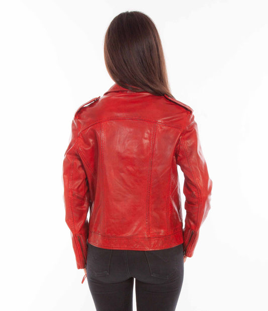 Scully 100% Leather Vintage Red Ladies Mc Jacket L1105