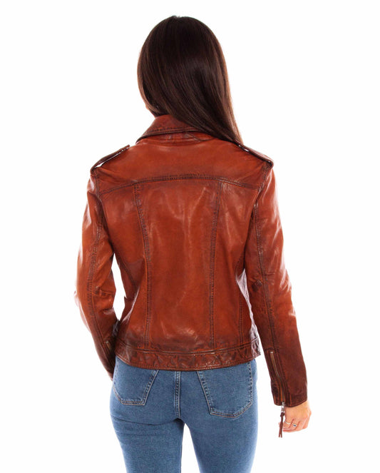 Scully 100% Leather Vintage Brown Ladies Mc Jacket L1105