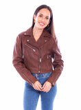 Scully Leather Womens leatherwear cognac ladies mc jacket - Scully Leather - Flyclothing LLC