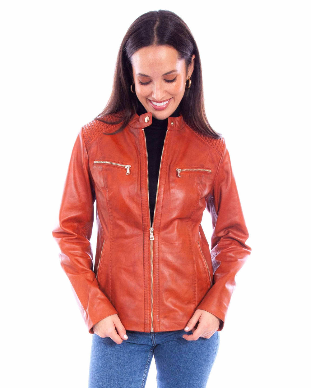 Scully Leather Womens leatherwear rust zip front jacket - Scully Leather - Flyclothing LLC