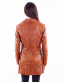 leatherwear womens cognac 100% leather ladies jacket - Scully Leather - Flyclothing LLC