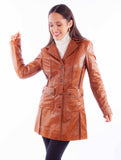 leatherwear womens cognac 100% leather ladies jacket - Scully Leather - Flyclothing LLC