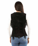 leatherwear womens black 100% leather ladies vest - Scully Leather - Flyclothing LLC