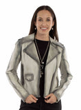 Leatherwear womens 100% leather Grey Ladies mc jacket - Scully Leather - Flyclothing LLC