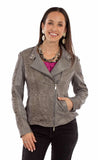 leatherwear womens light grey 100% leather ladies jacket - Scully Leather - Flyclothing LLC