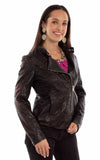 leatherwear womens black lamb 100% leather ladies jacket - Scully Leather - Flyclothing LLC