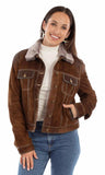 Leatherwear womens 100% leather Brown Ladies jean jacket - Scully Leather - Flyclothing LLC